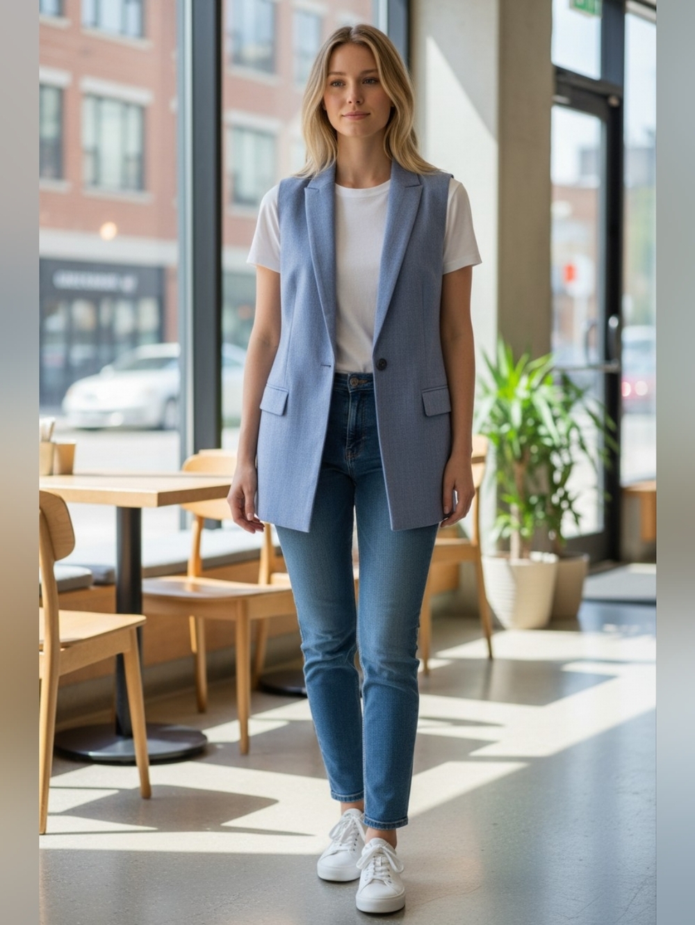 Banana Republic‎ Lightweight Wool Sleeveless Blazer Vest Light Blue 2 NWT